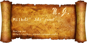 Milkó József névjegykártya